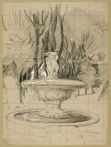 Fountain with Putti in the Garden of the Villa Borghese, 1880. Creator: Hans Thoma