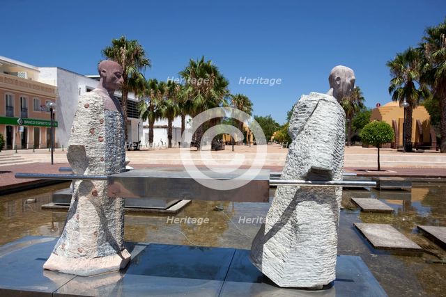 Fountain with statues, Silves, Portugal, 2009. Creator: Samuel Magal.