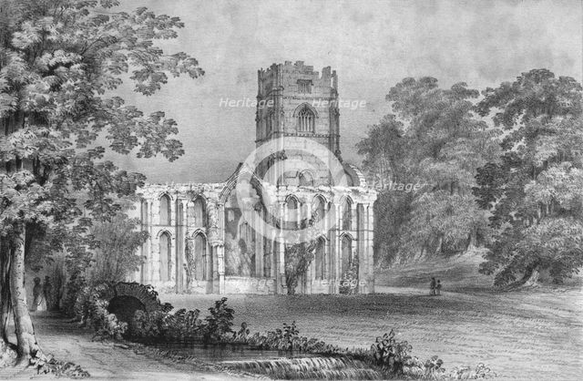 Fountains Abbey, 1840. Artist: W Monkhouse.