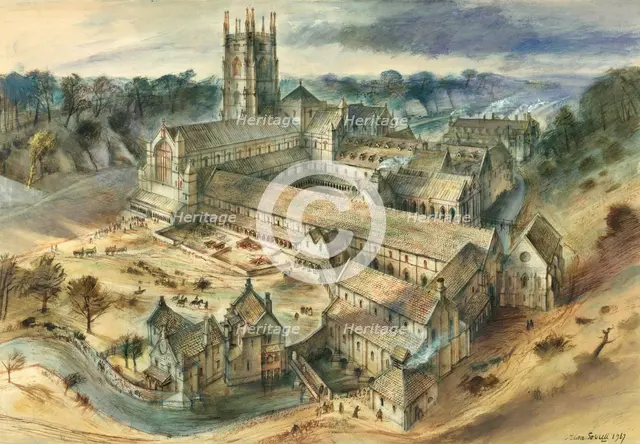 Fountains Abbey, c12th century, (c1950-1970). Artist: Alan Ernest Sorrell.