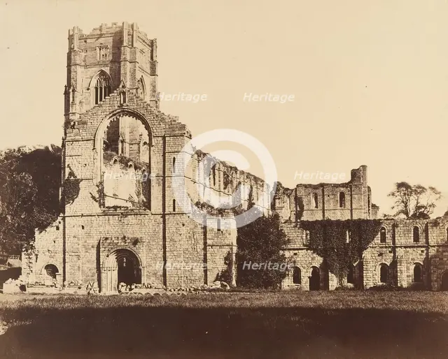 Fountains Abbey. General Western Front, 1850s. Creator: Joseph Cundall.