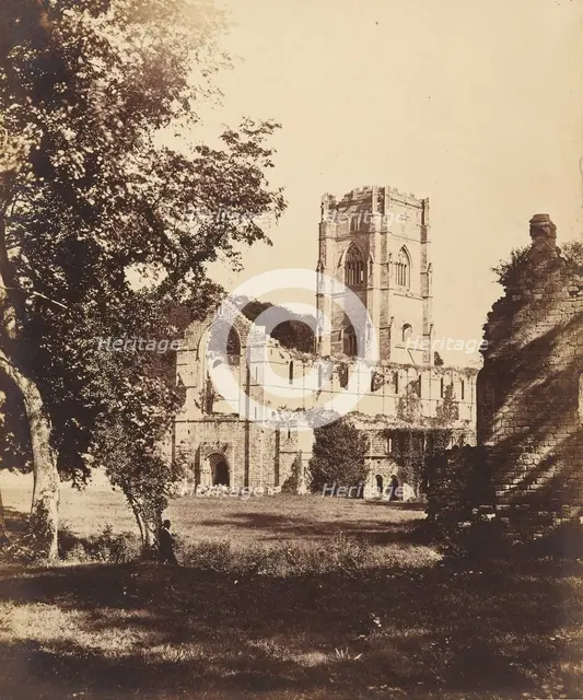 Fountains Abbey. The Church, Cloister and Hospitium, 1850s. Creator: Joseph Cundall.