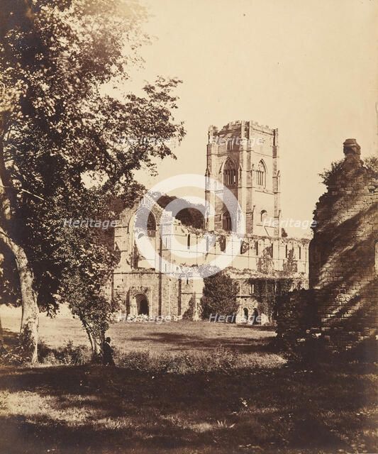 Fountains Abbey. The Church, Cloister and Hospitium, 1850s. Creator: Joseph Cundall.