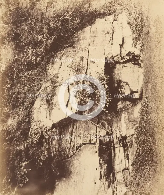 Fountains Abbey. The Echo Rock, 1850s. Creator: Joseph Cundall.