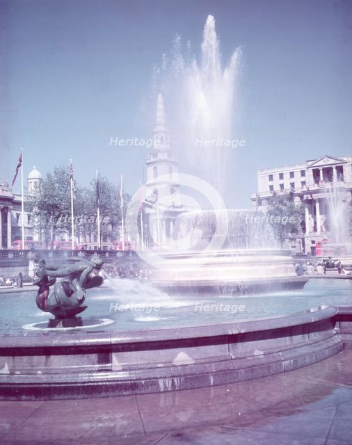 Fountains, Trafalgar Square, London, c1955. Creator: Arthur Charles Kirby Ware.