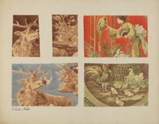 Four Textile Samples, c. 1940. Creator: Pearl Gibbo