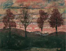 Four Trees, 1917. Creator: Schiele, Egon (1890-1918)