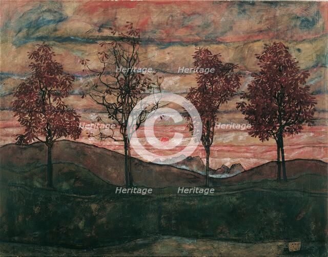 Four Trees, 1917. Creator: Schiele, Egon (1890-1918).