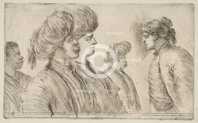 Four Turks and a Black Man, ca. 1662. Creator: Stefano della Bella.