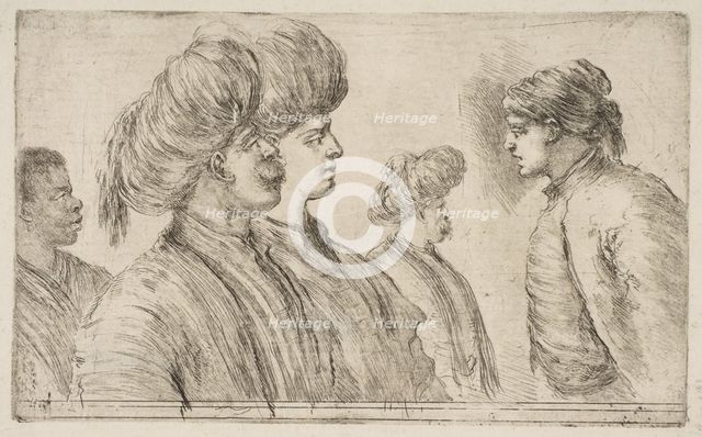 Four Turks and a Black Man, ca. 1662. Creator: Stefano della Bella.