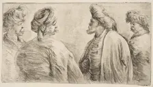 Four Turks, Half Length, ca. 1662. Creator: Stefano della Bella
