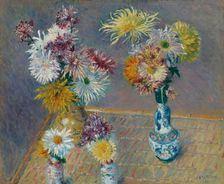 Four Vases of Chrysanthemums, 1893. Creator: Caillebotte, Gustave (1848-1894)