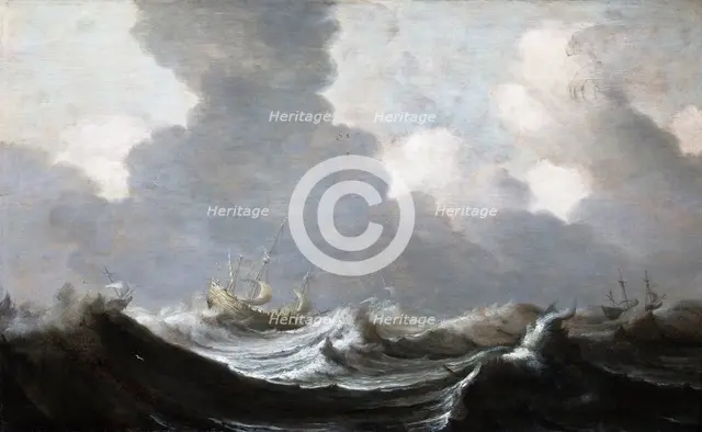 Four Vessels Running Before a Gale, 1630. Artist: Mulier, Pieter, the Elder (ca 1610-1659)