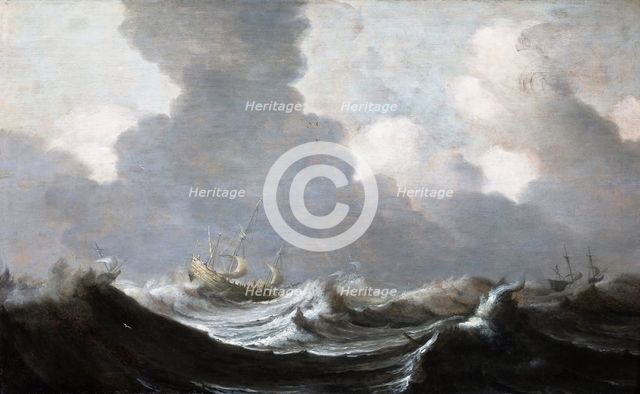 Four Vessels Running Before a Gale, 1630. Artist: Mulier, Pieter, the Elder (ca 1610-1659)