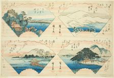 Four Views from the series Eight Views of Omi (Omi Hakkei), About 1830. Creator: Ando Hiroshige
