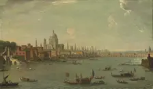 Four views of London: The Thames looking towards St. Pauls. Artist: Joli, Antonio (1700-1777)
