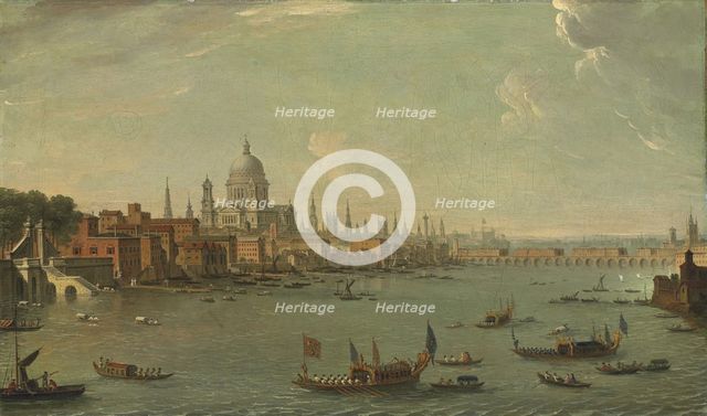 Four views of London: The Thames looking towards St. Pauls. Artist: Joli, Antonio (1700-1777)