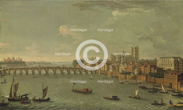 Four views of London: The Thames looking towards Westminster. Artist: Joli, Antonio (1700-1777)