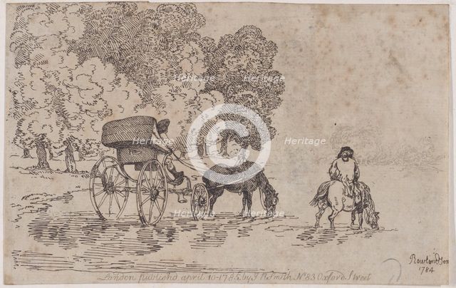 Four Wheel Chaise, April 10, 1785., April 10, 1785. Creator: Thomas Rowlandson.