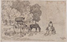 Four Wheel Chaise, April 10, 1785., April 10, 1785. Creator: Thomas Rowlandson
