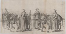 Four women walking alongside four cows; plate from Repraesentatio Der Fürstlichen Auffzug..., 1611. Creator: Balthasar Küchler