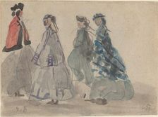 Four Women at Trouville, 1865. Creator: Eugene Louis Boudin