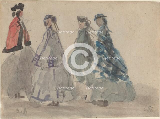 Four Women at Trouville, 1865. Creator: Eugene Louis Boudin.
