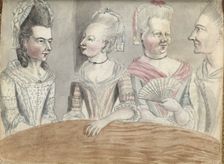 Four women at a table during a trip to Falmouth, 1778. Creator: Jan Brandes