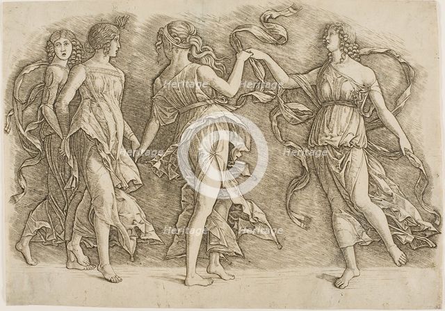 Four Women Dancing, c.1497. Creator: School of Andrea Mantegna.