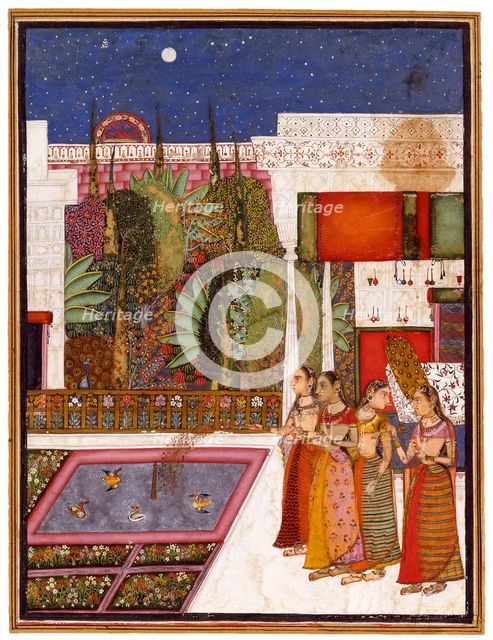 Four Women in a Palace Garden, Mid of the 18th cen.. Artist: Indian Art  