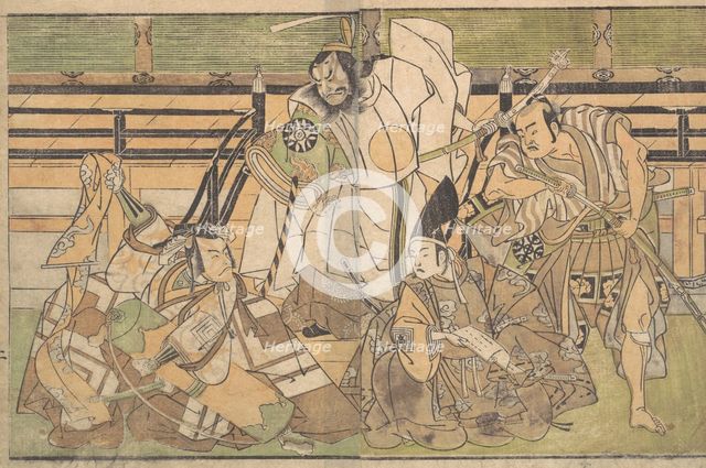 Four Actors in Unidentified Roles, late 18th century. Creator: Shunsho.