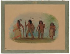 Four Apachee Indians, 1855/1869. Creator: George Catlin