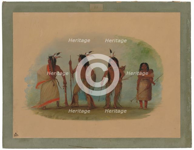 Four Apachee Indians, 1855/1869. Creator: George Catlin.
