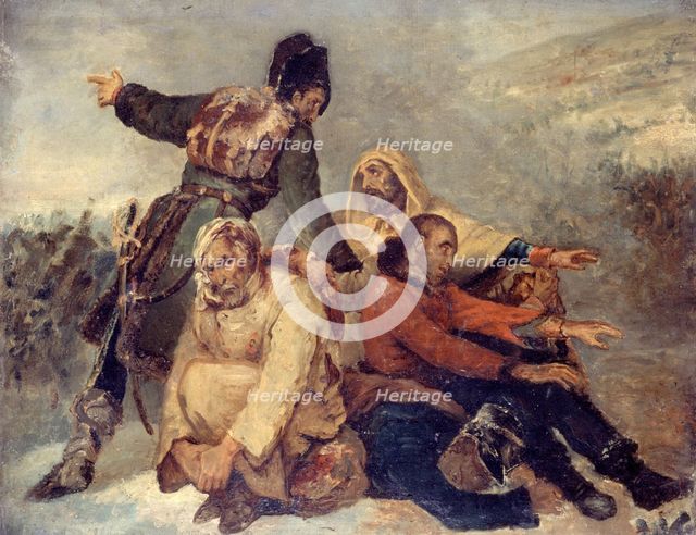 Four army soldiers confused, c1826. Creator: Ary Scheffer.