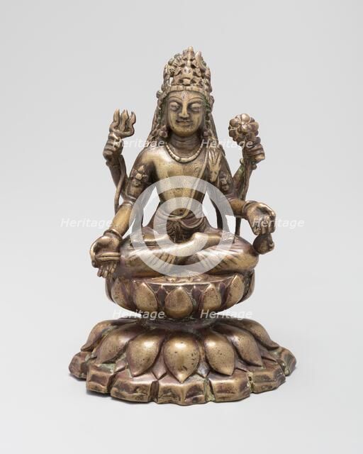 Four-Armed Bodhisattva Avalokiteshvara Seated in Lotus Position (Padmasana), 8th/9th century. Creator: Unknown.