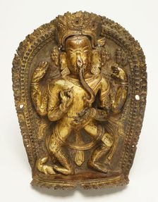 Four-Armed Dancing God Ganesha with His Rat Mount, 16th/17th century. Creator: Unknown