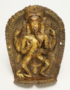 Four-Armed Dancing God Ganesha with His Rat Mount, 16th/17th century. Creator: Unknown
