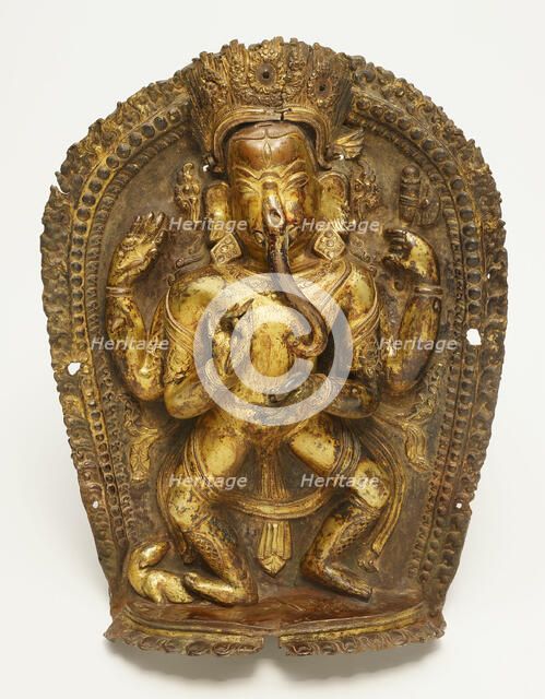 Four-Armed Dancing God Ganesha with His Rat Mount, 16th/17th century. Creator: Unknown.