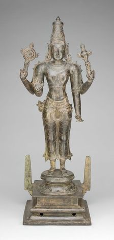 Four-Armed God Vishnu Holding Discus and Conch, Vijayanagar period, 15th century. Creator: Unknown