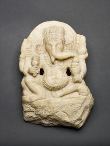 Four-Armed Seated God Ganesha, Shahi period, 7th/8th century. Creator: Unknown