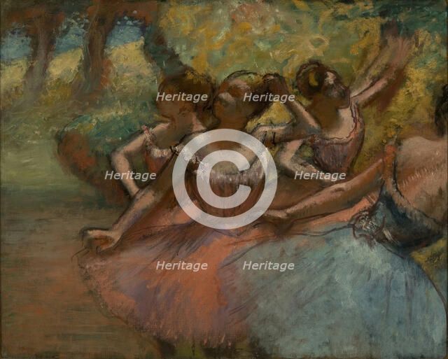 Four Ballet Dancer on Stage , 1885-1890. Creator: Degas, Edgar (1834-1917).