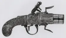 Four-Barrel Flintlock Pocket Pistol, Liège, 1740/60. Creator: Unknown