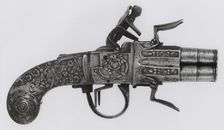 Four-Barrel Flintlock Pocket Pistol, Liège, 1740/60. Creator: Unknown