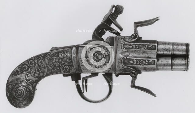 Four-Barrel Flintlock Pocket Pistol, Liège, 1740/60. Creator: Unknown.