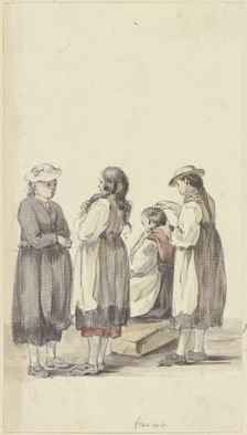 Four Black Forest peasant girls, c1771-1772. Creator: Georg Melchior Kraus
