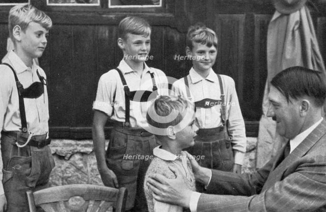 Four brothers meet Adolf Hitler, 1936. Artist: Unknown