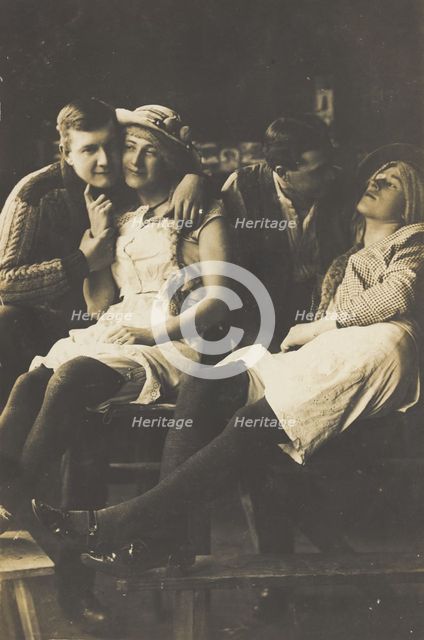 Four British prisoners of war at a prisoner of war camp in Cottbus...(between 1915 and 1918?). Creator: Unknown.