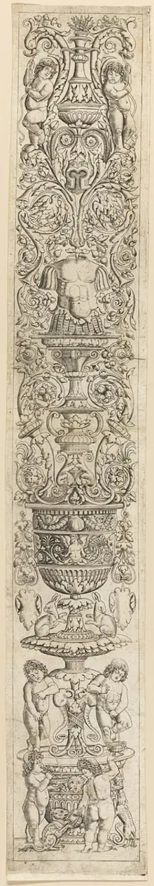 Four Children with a Cat and a Dog, plate nine from Twelve Ornament Panels, c.1505-15. Creator: Giovan Pietro Birago