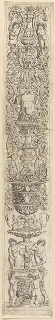 Four Children with a Cat and a Dog, plate nine from Twelve Ornament Panels, c.1505-15. Creator: Giovan Pietro Birago