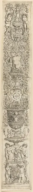 Four Children with a Cat and a Dog, plate nine from Twelve Ornament Panels, c.1505-15. Creator: Giovan Pietro Birago.